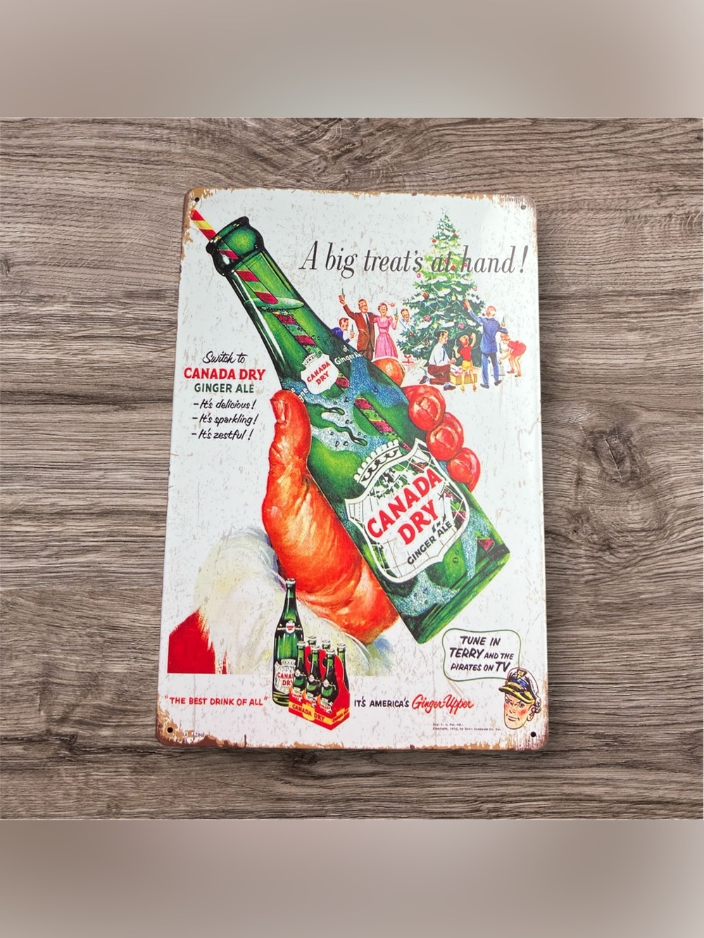 NEW Canada Dry Ginger Ale Christmas Santa Art Metal Tin Sign Man Cave She Shed